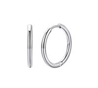 FaithHeart Silver Earrings, Mens Huggies Hoop Earring 16mm, Stainless Steel
