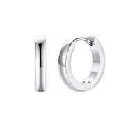 FaithHeart Silver Huggies Earrings for Women 12mm Stainless Steel Mini Hoops Hypoallergenic Sleeper Earring for Mom Wife