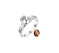 FaithHeart Silver Ring Irish Band S925 Silver Claddagh Design Eternity Rings Stacking Slim Promise Bands Size J 1/2