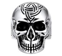 FaithHeart Skull Rings for Men Gothic Punk Stainless Steel Band Rings Biker Skeleton Thumb Ring Cocktail Party Jewelry with Gift Box, 6 UK, Stainless Steel, No Gemstone