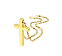 FaithHeart Stainless Steel Solid Thick Cross Necklace for Men, Hypoallergenic High Polish Silver Black Gold Cross Pendant with Box Chain, Christian Religious Jewelry Gifts, 16"-24", 18 inches