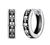 FaithHeart Sterling Silver Hoop Earrings for Women Viking Runes Black Onyx Huggie Hoop Earrings Lightweight Hypoallergenic Jewelry with Gift Box, Sterling Silver, Onyx Cubic Zirconia