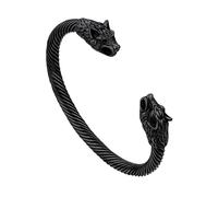 FaithHeart Viking Cuff Bracelets for Men Silver/Black Stainless Steel Bangle Bracelet Norse Mythology Amulet Talisman Jewelry Gift Box, adjustable, Stainless Steel, No Gemstone