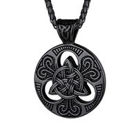 FaithHeart Viking Jewellery Celtics Triangle Knot Pendant for Son Irish Triquetra Necklace Chain Black Amulet Pendants Talisman Necklace Heavy Duty Accessory Comfort Fits - Stainless Steel