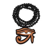 FaithHeart Wooden Necklace for Men Boys Religious Eye of Horus Exotic African Jewellery 36" Long Rosary Beads Talisman Amulets for Anniversary Graduation's Gift