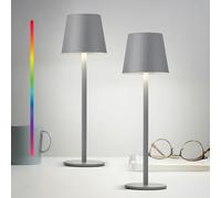 Faithorse 2-Pack RGB Cordless Table Lamp, RGB 8 Modes & Touch Control Rechargeable Battery Desk Lamp, IP54 Waterproof Outdoor Table lamp for Bedroom/Outdoor/Restaurant/Camping/Bars (Elephant Grey)