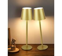 Faithorse 2Pack Cordless Table Lamp, 5200mAh IP54 Waterproof Rechargeable Battery Desk Lamp, 3 Color Stepless Dimming Up, Battery Operated Lamp for Kitchen/Bedside/Outdoor/Restaurant (Champagne)