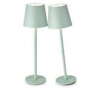 Faithorse 2Pack Cordless Table Lamp, 5200mAh IP54 Waterproof Rechargeable Battery Desk Lamp, 3 Color Stepless Dimming Up，Battery Operated Lamp for Kitchen/Outdoor/Restaurant/Camping (Matcha Green)