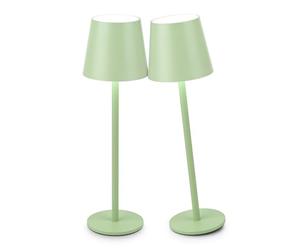 Faithorse 2Pack Cordless Table Lamp, 5200mAh IP54 Waterproof Rechargeable Battery Desk Lamp, 3 Color Stepless Dimming Up, Battery Operated Lamp for Kitchen/Bedside/Outdoor/Restaurant (Grass Green)