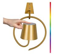 Faithorse Battery Operated Wall Lights, RGB Rechargeable Wall Light Indoor Cordless Lamp, Dimmable Wireless LED Lamps IP54 Waterproof Sconce Lights for Bedroom, Living Room(Golden)