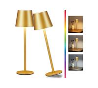 Faithorse Cordless Table Lamp 2 Pack, 5200mAh Battery Operated Table Lamps IP54 Waterproof Desk Lamp with RGB Color Changing Rechargeable Night Light Touch Control Bedside Lamp for Bedroom(Gold)