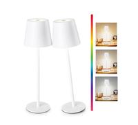 Faithorse Cordless Table Lamp 2 Pack, 5200mAh Battery Operated Table Lamps IP54 Waterproof Desk Lamp with RGB Color Changing Rechargeable Night Light Touch Control Bedside Lamp for Bedroom(White)