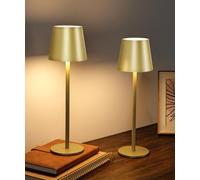 Faithorse Cordless Table Lamp 2 Pack, 5200mAh Battery Operated Table Lamps IP54 Waterproof Desk Lamp with 3-Color Modes Rechargeable Night Light Touch Control Bedside Lamp for Bedroom(Champagne)