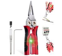 FAITIO 8 In 1 Wire Strippers with Voltage Tester, Cable Strippers/Cutters with Plier, Crimper, Splitting, Wire Stripper Tools for 10-18 AWG for Electrician Work Wire Stripping Tool RED