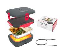 Faitron HeatsBox Style Electric Lunchbox, Warming Box, for Heating Food, on The go, Leakproof Stainless Steel Bowl (925 ml), Transport lid, 90 watts, Gray