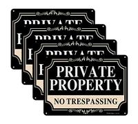 Faittoo 4 Pack No Trespassing Signs Private Property,10x7 Inch Rust Free Aluminum Metal Sign,Reflective,Fade Resistant,UV Protected,Weatherproof Up to 7 Years Indoor/Outdoor Use