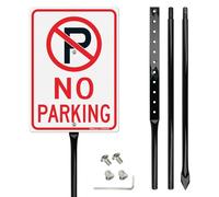 Faittoo Large No Parking Sign with 54" Metal Thick Stake, 14"x10" Rust Free Heavy Aluminum, Reflective, Fade Resistant, Easy to Mount, Outdoor use