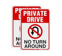 Faittoo Private Drive Sign, No Turn Around Sign - 2 Pack - 35 x 30 cm .040 Rust Free Heavy Aluminum, Reflective, Waterproof, Weatherproof and Fade.
