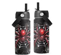 FAIVHSO Spider Gifts for Boy, 16 oz Water Bottles with Straw Lid, Spiders Webs Stainless Steel Insulated Water Bottle, Spider Cup Gifts for Birthday Christmas