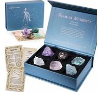 Faivykyd Aquarius Birthday Crystals Set, Natural Healing Crystals with Horoscope Box, Zodiac Birthstone Crystal Set for Healing, Spiritual Gift for Women Men Friends, Birthday Gifts Idea