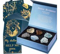 Faivykyd Gemini Birthday Crystals Gifts - w/50 Daily Affirmations Cards and 6 Healing Crystals Natural Stones, Positive Affirmations with Inspirational Quotes, Spiritual Gifts for Women