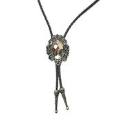 Faja Antique Crystal Western Cowboy Pendant Bolo Tie Men's Leather Rope Neck Necklace Shirt Collar Chain Jewelry Neckwear, 白
