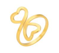 Faja Double Heart Open Ring for Women Simple Gold Silver Color Stainless Steel Ring Couples Jewelry Birthday