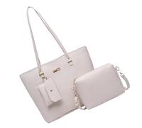 Faja Fashion Women's 3PC Handbag Set Large Capacity Crossbody Shoulder Bag PU Leather Wallet Work Bag Handbag Set, white