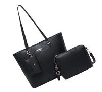 Faja Fashion Women's 3PC Handbag Set Large Capacity Crossbody Shoulder Bag PU Leather Wallet Work Bag Handbag Set, Black