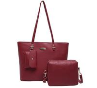 Faja Fashion Women's 3PC Handbag Set Large Capacity Crossbody Shoulder Bag PU Leather Wallet Work Bag Handbag Set, red