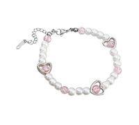 Faja Flower Beads Simulated Pearl Bracelet Wrist Jewel, Adjustable Length, Suitable for Various Outfits
