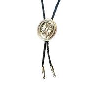 Faja Men Women Vintage Boroti Western Braided Leather Rope Neck Tie Metal Flower Jewelry Feather Pendant Western Necklace, n