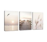 FajerminArt 3Pcs Framed Canvas Wall Art Sunset Sea View Wall Painting Aesthetic Natural Scenery Pictures Painting on Canvas Prints for Living Room Bedroom Wall Decoration Stretched On Frame 30x40cmx3