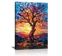 FajerminArt Framed Colorful Tree of Life Canvas Wall Art Abstract Blue Orange Trees Canvas Prints Painting Wall Artwork Pictures for Living Room Bedroom Home Decorations Ready To Hang 40cmx60cm