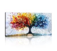 FajerminArt Framed Wall Art Canvas Prints, Large Abstract Colorful Trees Canvas Wall Art Paintings Pictures for Living Room Bedroom Home Wall Decoration Artwork Ready To Hang 20"x40"(50cmx100cm)