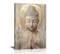FajerminArt Gold Buddha Statue Canvas Wall Art Buddhist Spiritual Meditation Wall Pictures Beige Religious Buddha Canvas Painting Posters Prints Wall Decor for Yoga Spa Living Room Bedroom 40X60cm