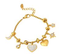 [Fajia] Solid Stainless Steel Solid Stainless Steel Heart Charm for Women 18K Gold Plated with Zircon and Various Pendants