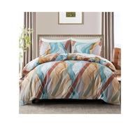 FAJNUZI2024 Double Duvet Set Colorful Stripe Duvet Cover Set Abstract Geometric Lines Bedding Set Modern Soft Comforter Cover with Zipper Bed Covers(EU SK(260x220cm))