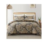 FAJNUZI2024 Double Duvet Set Tree Branch Duvet Cover Set Vintage Wood Grain Print Comforter Cover Soft Reversible Farmhouse Bedding Set Bed Covers(EU Double(200x200cm))