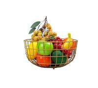 FAJNUZI2024 Fruit Stand Metal Fruit Basket Chrome Finish Wire Bowl Table Storage(Gold)