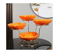 FAJNUZI2024 Multi-Layer Ceramic Fruit Plate New Chinese Living Room Coffee Table Nut Snack Fruit Bowl for Counter(Orange)