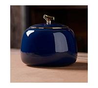 FAJNUZI2024 Tea Canister Shiny Ceramic Tea Caddy Tea Canister Tea Storage Container Tins Jar with Airtight Lid Lovely Tank for Tea, Coffee, Herb, Sugar, Spice, Nuts, 800ML Tea Caddy(Blue)
