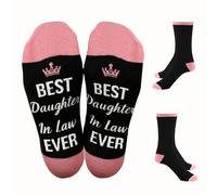 FAJUXIS Daughter In Law Gifts For Daughter In Law Christmas Gifts Knee High Socks Black Pink With Box For Birthday First Mothers Day Mum Mummy To Be Gift Socks Easter Gift From Mother-In-Law