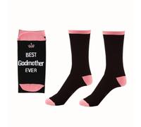 FAJUXIS Godmother Gifts Godmother Birthday Present Socks for God Mother Christmas Retirement Black & Pink Knee High Socks Gift Presents for God Mothers Day Easter Gift From Goddaughter Godson