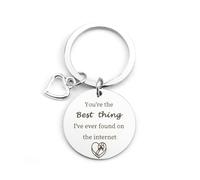 FAJUXIS Valentine's Day Gifts For Boyfriends I Love You Gifts For Her Gifts For Couples Keychain, Engraved Phrase and Love Heart Pendant, Stainless Steel, Red/Pink