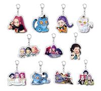 Fakcrkun 11Pcs K-POP Keychains, H-Hunters Double-Sided Anime Keyring, Acrylic Character Keychain for Kids Adults Collectors