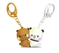Fakcrkun 2Pcs Bubu and Dudu Anime Keychain, Magnetic Matching Kawaii Keychain for Boyfriend Girlfriend Couples Valentine's Day Gifts, Cute Cartoon Keyring for Bag, Purse, Car Keys