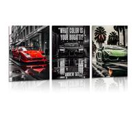Fakcrkun 3Pcs Racing Car Posters, Car Wall Art, Supercar Wall Art Prints, Classic Supercar Prints for Boys Mens Birthday, Office, Bedroom, Living Room Aesthetics Decor (Unframed 12x16 Inch)