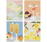 Fakcrkun 4 Pack Cocktail Diamond Painting Kits, 5D DIY Diamond Art Kits for Beginners, Complete Diamond Gem Art Kits with Tools for Home Wall Decor 10x12 Inch