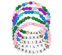 Fakcrkun 5 PCS Hamilton Musical Bracelet Set, Vibrant Hamilton Merch, Music Gifts for Women, Colorful Wristband with Card, Accessories for Concert, Theater, Fans